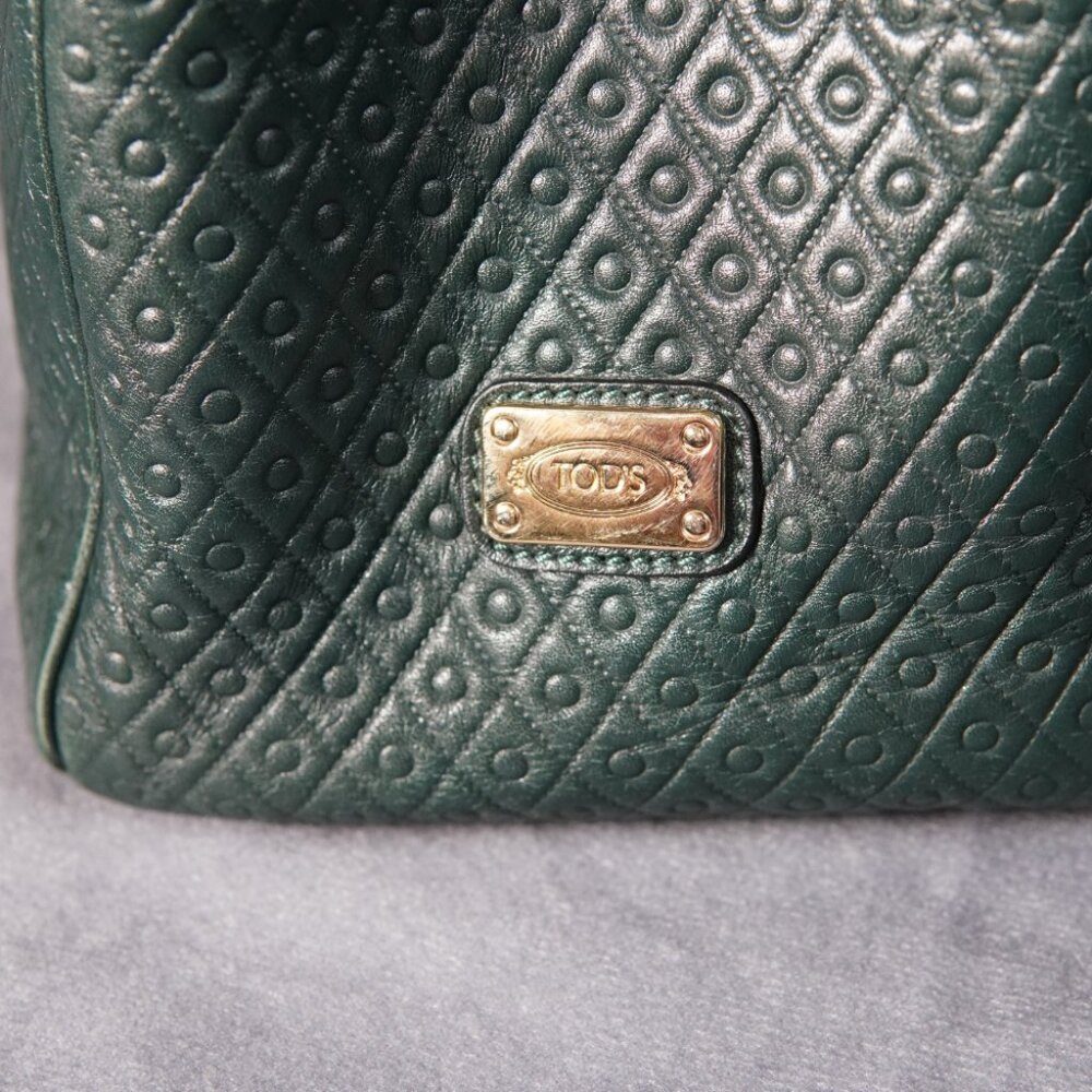Tod’s Green Soft Leather 2-Way Shoulder Bag Handbag with Strap - Picture 5 of 15